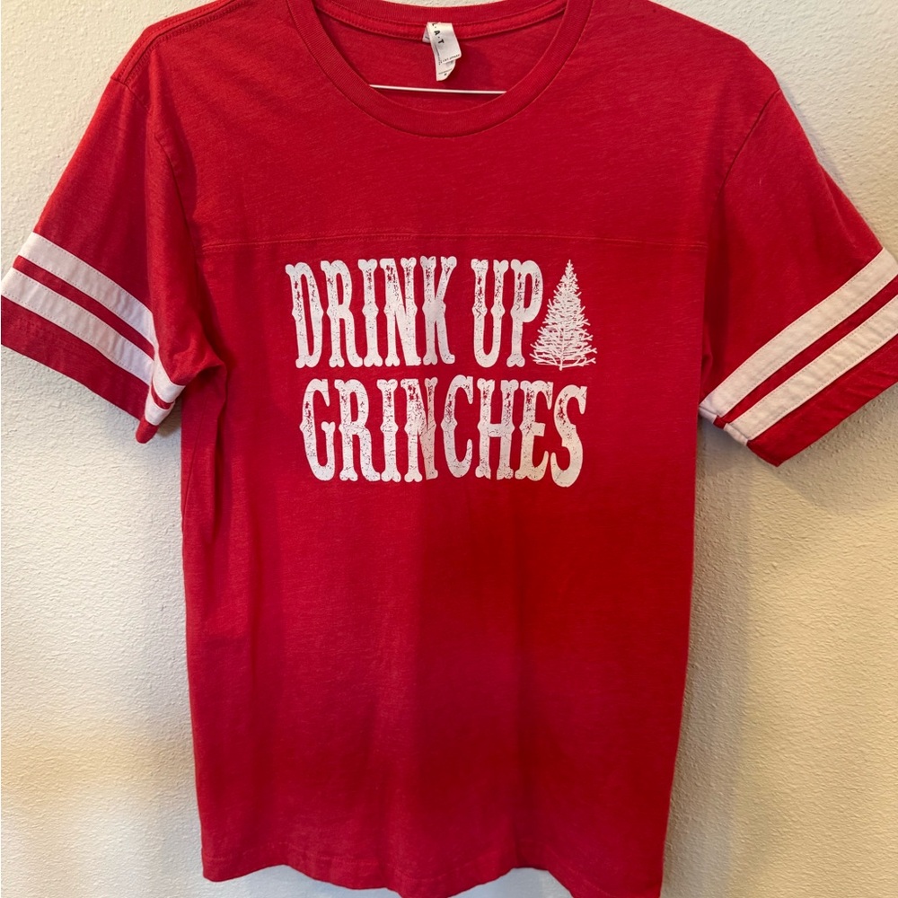Red Women’s Holiday Shirt with White Stripes. Great condition used once.
